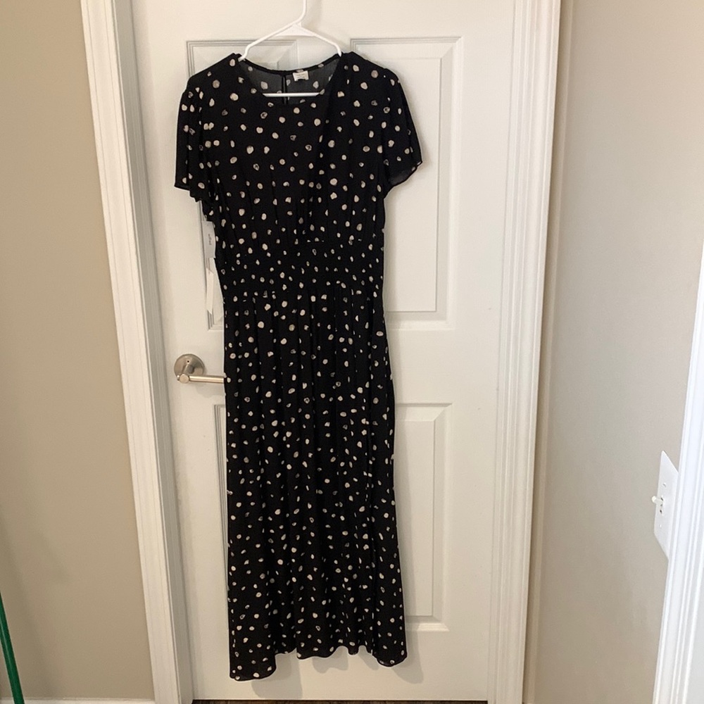 Black and white polka dot dress with slit from Aritzia- new with tags!